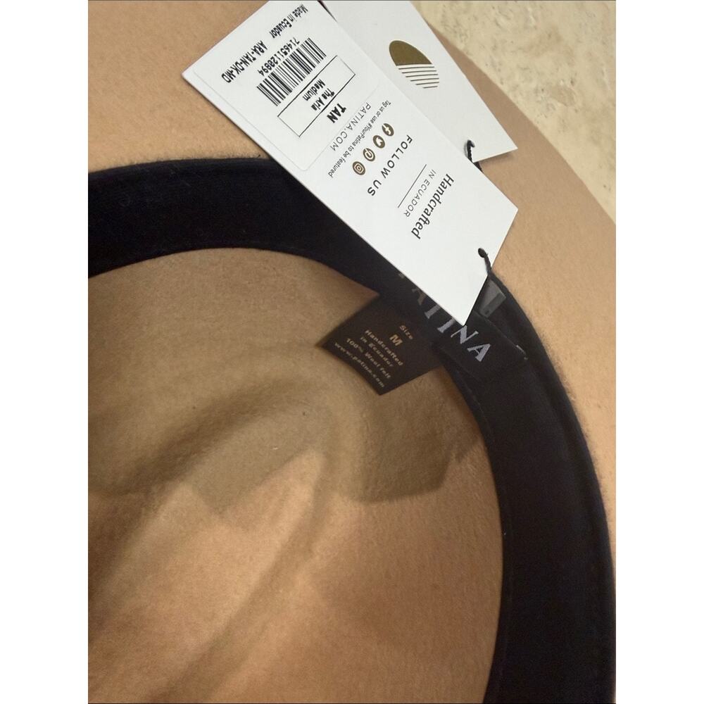 Patina The Aria Tan Wool Fedora Western Hat Handcrafted Wide Brim M - Picture 6 of 9